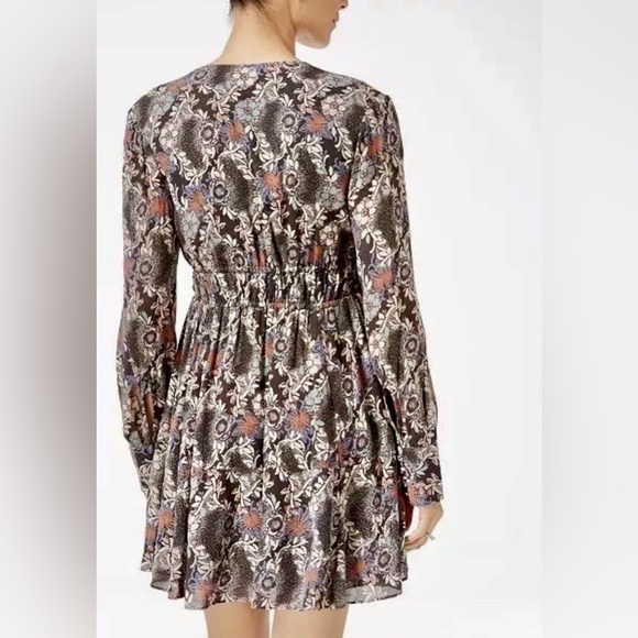 Free People Long Sleeve Stealing Fire V-neck Button Loop Bodice A-line Dress - Picture 8 of 12